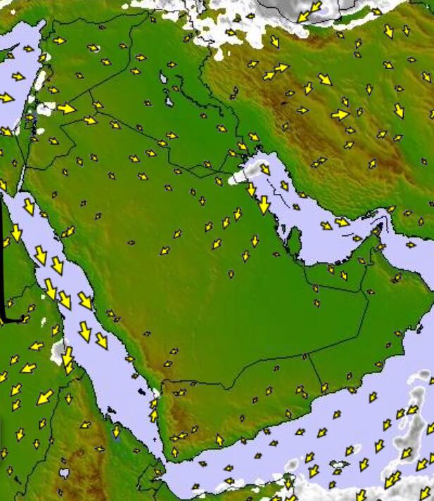 كتلة هوائية قطبية على تبوك مساء الخميس وفجر الجمعة