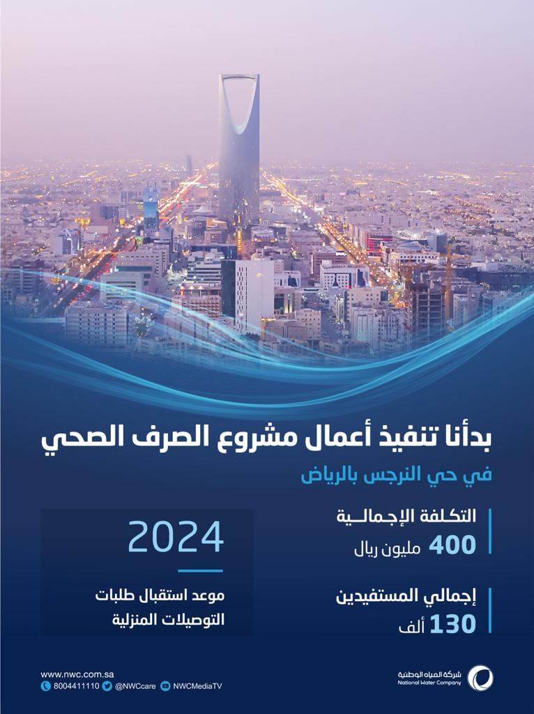 الوطنية تبدأ تنفيذ خطوط وشبكات صرف صحي بـ 400 مليون ريال في نرجس الرياض